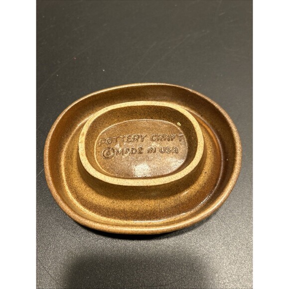 Vintage POTTERY CRAFT Made in USA Soap Dish Earth Tones - Picture 2 of 5